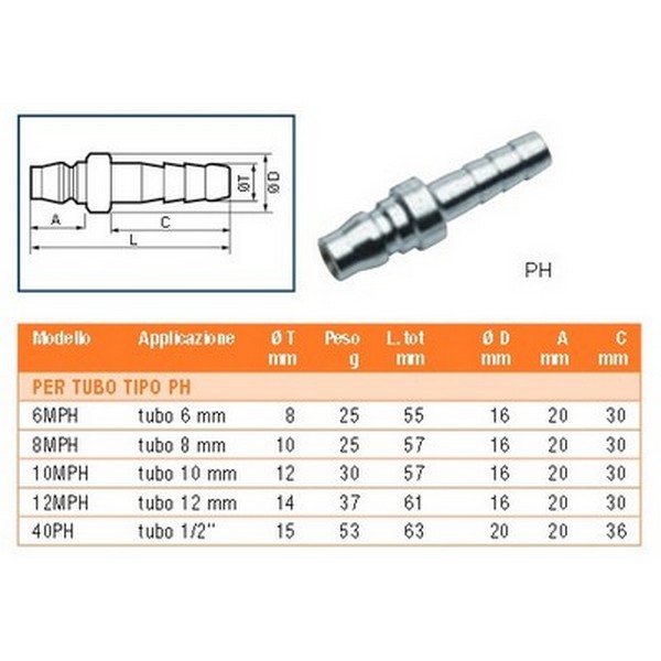 INNESTO RAPIDO 10MPH P/GOMMA 10MM